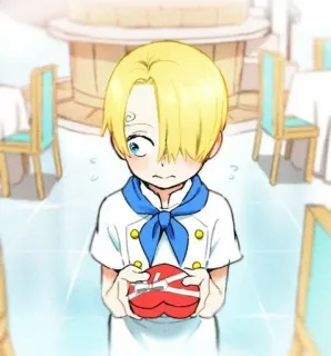🌊 Sanji One Piece Anime, Koch, Süß, Herz, Valentinstag, Kind, Manga telegram sticker