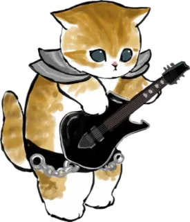🎸 cat, guitar, music, pet, rock, metal telegram sticker
