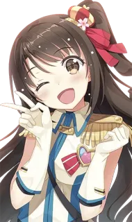 😉 Аниме, Девочка, Милая, Подмигивание, Знак мира, Айдол, Каваий telegram sticker