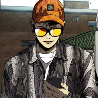🌩 Anime, Cartone animato, Personaggio, Uomo, Occhiali, Cappello whatsapp sticker