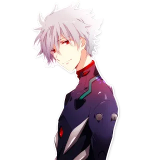 😏 Kaworu Nagisa Neon Genesis Evangelion anime, kaworu nagisa, evangelion, character, manga, fictional, illustration telegram sticker