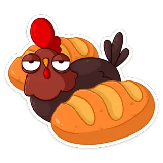 🥖 chicken, bread, food, animal, cartoon telegram sticker