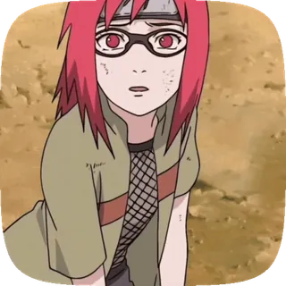 ☀️ Karin Naruto anime, hoạt hình, tóc đỏ, kính, Karin, Naruto whatsapp sticker