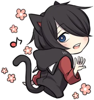 👋 Katze, Anime, süß, kawaii, Manga, Chibi, Haustier telegram sticker