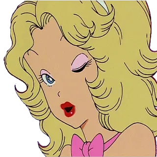 😉 desenho animado, menina, loira, anime, rosa, personagem, ilustração telegram sticker