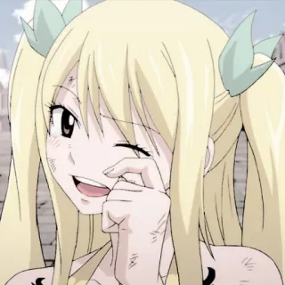 🎏 Lucy Heartfilia Fairy Tail Anime, Fairy Tail, Lucy Heartfilia, Pelo Rubio, Guiño, Dibujos Animados, Mago whatsapp sticker