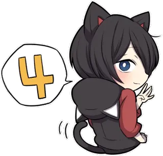 ⚪ 4 kucing, anime, chibi, angka, imut telegram sticker