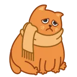 😟 cat, sad, scarf, orange, cartoon, cute, animal, feline whatsapp sticker