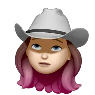 🍧 emoji, cowgirl, hat, face, pink hair, western telegram sticker