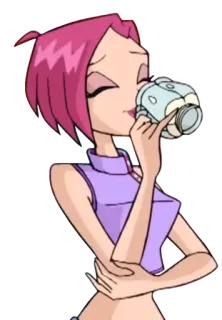 ☕️ Tecna Winx Club desenho animado, fada, menina, bebida, magia telegram sticker