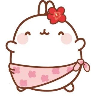 💃 cute, rabbit, flower, molang, kawaii, pink, bandana telegram sticker