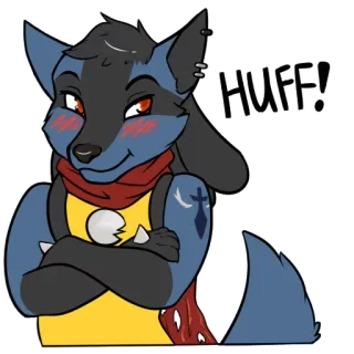 💙 HUFF! furry, lobo, antropomorfo, dibujos animados telegram sticker