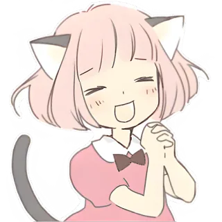 ☺️ สาวแมว, อนิเมะ, คาวาอิ, น่ารัก, ผมสีชมพู, เนโกะ whatsapp sticker