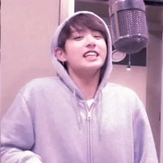 🍼 Jungkook kpop, 歌手, マイク, パーカー, 音楽, bts telegram sticker