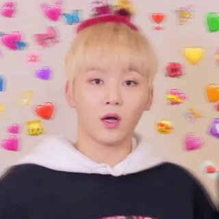 😮 kpop, coeurs, mignon, amour, affection, fan, personne, cheveux blonds telegram sticker