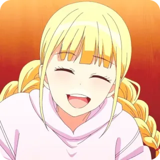 🙂 animé, fille, cheveux blonds, sourire, joyeux whatsapp sticker