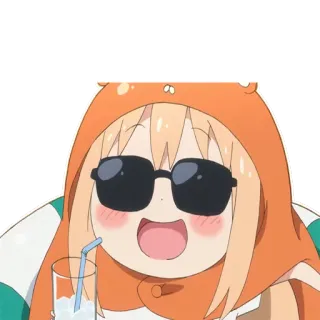 😎 Umaru Doma Himouto! Umaru-chan umaru, himouto, anime, cartoon, girl, sunglasses, drink telegram sticker