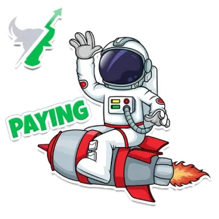 ✅ PAYING astronaute, fusée, paiement, finance, investissement, autocollant whatsapp sticker