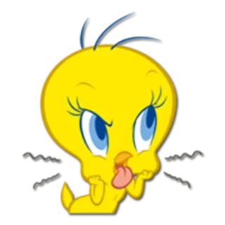 😖 Tweety Bird Tweety, Looney Tunes, kreskówka, ptak, głupi, śmieszny, postać telegram sticker