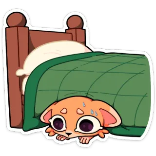 😢 chat, effrayé, sous le lit, caché, nerveux, dessin animé telegram sticker