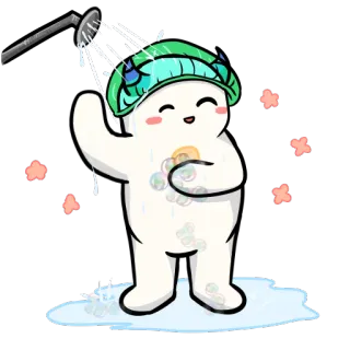 🌸 shower, clean, cute, cartoon, bubbles, character telegram sticker