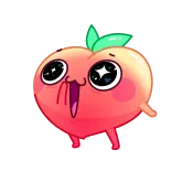 😍 pêche, fruit, mignon, dessin animé, kawaii, autocollant whatsapp sticker