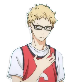 😠 Kei Tsukishima Haikyuu!! Kei Tsukishima, Haikyuu!!, Anime, Gafas, Personaje, Pelo rubio telegram sticker