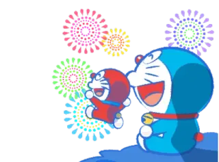 🎆 Doraemon doraemon, anime, dibujos animados, fuegos artificiales, lindo, robot telegram sticker