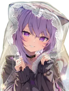 😍 anime, girl, cat ears, purple hair, cute, kawaii telegram sticker