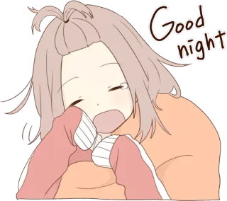 🌙 Good night gute Nacht, schläfrig, kawaii, Anime, Mädchen, süß, Gruß whatsapp sticker