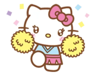 🌟 Hello Kitty chaton, Hello Kitty, cheerleader, dessin animé, kawaii telegram sticker
