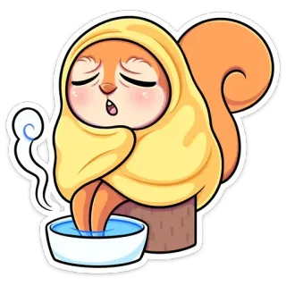 🤧 Eichhörnchen, Bad, süß, Tier, Cartoon, entspannen, Spa telegram sticker