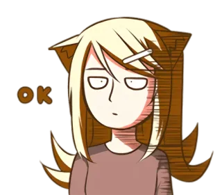 😶 OK Cartoon, Figur, Anime, Mädchen, Ok, Gelangweilt, Reaktion telegram sticker