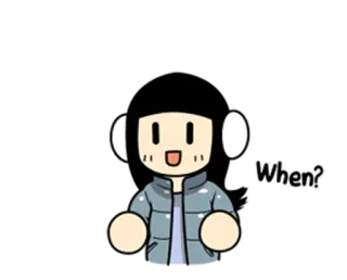 ❓ When? question, person, cartoon, asking, casual telegram sticker