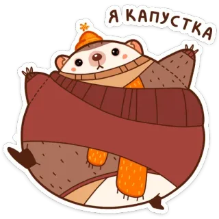 🧣 Я КАПУСТКА tier, cartoon, winter, kohl, süß, aufkleber telegram sticker