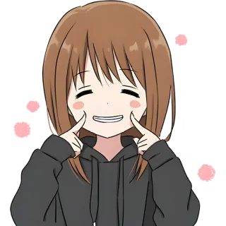 😁 garota anime, fofa, sorrindo, feliz, kawaii, desenho animado, alegre telegram sticker