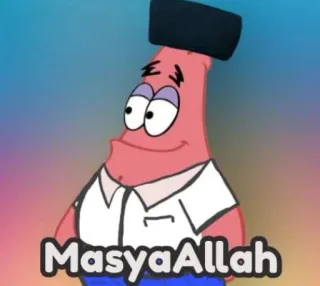 ➖ Patrick Star MasyaAllah spongebob, patrick, islamique, mème, dessin animé telegram sticker
