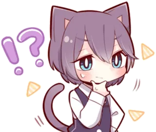 ⁉️ chat, animé, question, réflexion, mignon, chibi telegram sticker