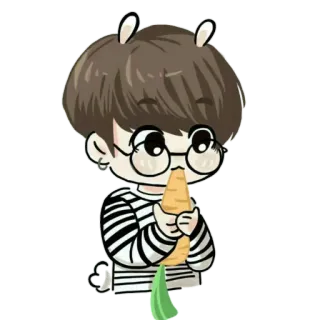 😣 cartoon, bunny, carrot, cute, chibi, animal ears whatsapp sticker