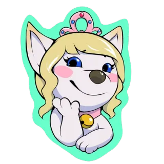 🙃 dog, princess, cartoon, cute, blonde, tiara, animal telegram sticker
