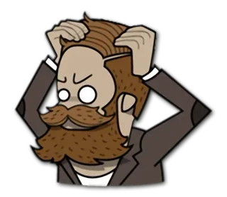 😨 Cartoon, Mann, Bart, ängstlich, frustriert, gestresst, verärgert telegram sticker