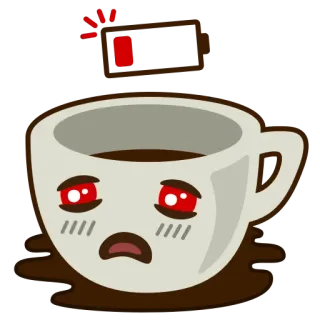 😴 Kaffee, müde, erschöpft, Akku leer, ausgepowert, Tasse whatsapp sticker