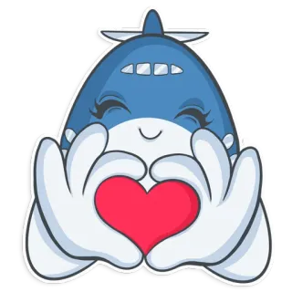 ❤️ adesivo, coração, desenho animado, amor, fofo, tubarão telegram sticker