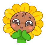 🤩 fleur, tournesol, mignon, plante, dessin animé telegram sticker