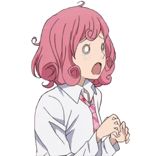 😰 anime, girl, shocked, pink hair, cartoon, character telegram sticker