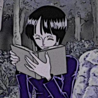 📜 Nico Robin One Piece 妮可·罗宾, 海贼王, 动漫, 漫画, 阅读, 书籍, 卡通 telegram sticker