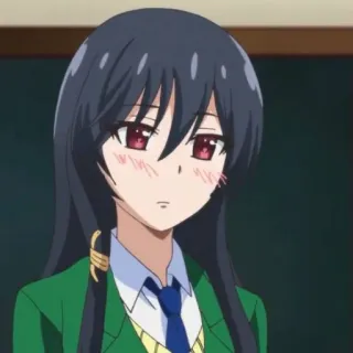 📗 Anime, Meisje, Schooluniform, Blozen, Lang haar telegram sticker