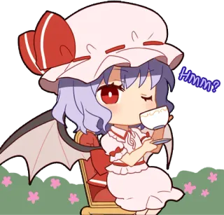 🍵 Hmm? anime, cute, tea, kawaii, red eyes telegram sticker