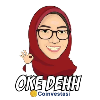 👍 OKE DEHH wanita, hijab, oke, persetujuan, setuju, kartun telegram sticker