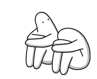 🌫 Мультфильм, Персонаж, Рисунок, Смешной, Милый, Белый, Сидящий whatsapp sticker